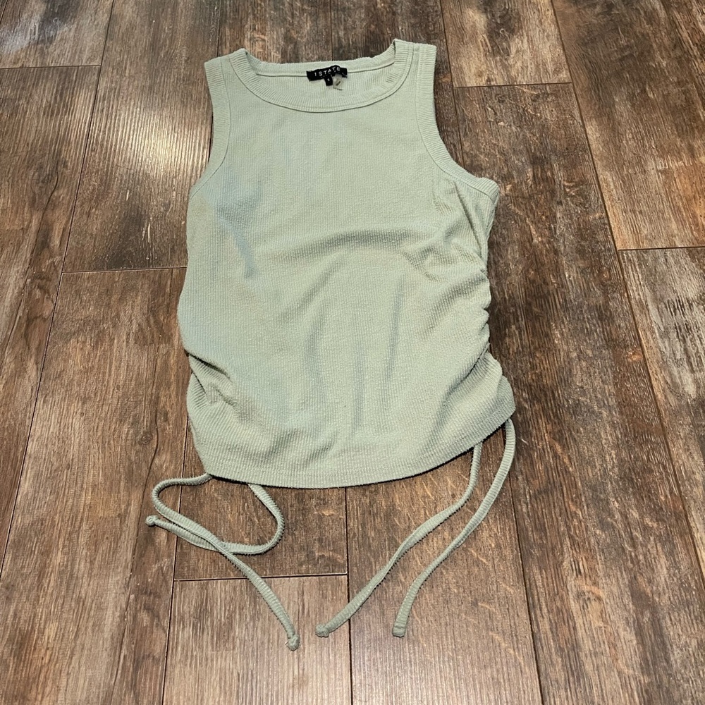 1. State Textured Tank Top in Soft Green - Picture 1 of 2